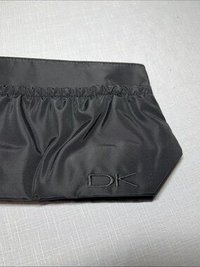 DK DONNA KARAN COSMETICS Black Satin Zip Pouch cosmetic bag. New.
